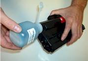 pouring toner powder